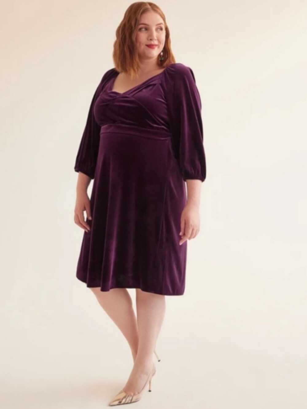 NWT Penningtons Purple Aubergine Velvet Crossover Dress